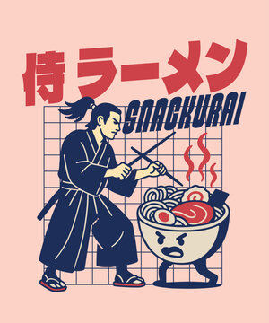 Samurai ramen bowl t-shirt design