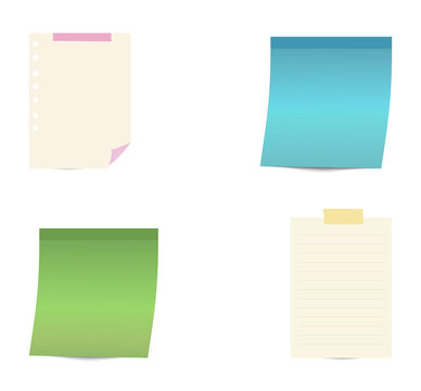 Colorful sticky notes on transparent background