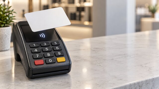 Contactless Card Payment Terminal on Modern Retail Counter