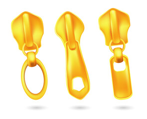 Golden zipper slider with ring handle transparent background © MSTSAKHINA