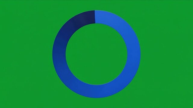 グリーンバックで回転するマットな青いローディングリングの合成用映像