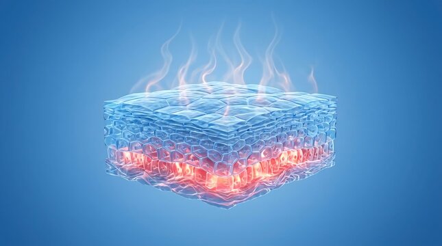 3D Illustration of Human Skin Layers Anatomy and Cellular Structure