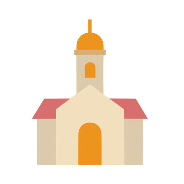 Flat illustration of a building with a dome and steeple