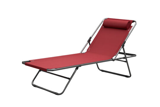 Festive reclining red garden chair clean background asset