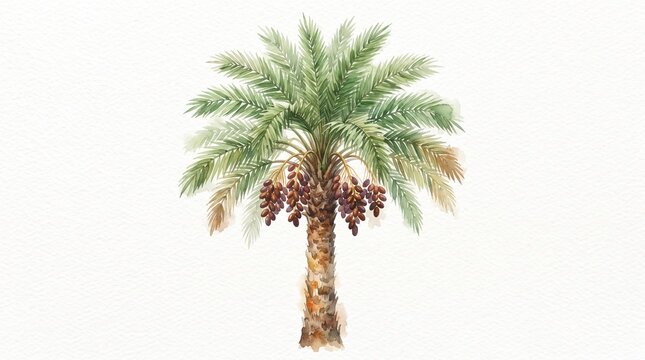 Watercolor date palm tree illustration