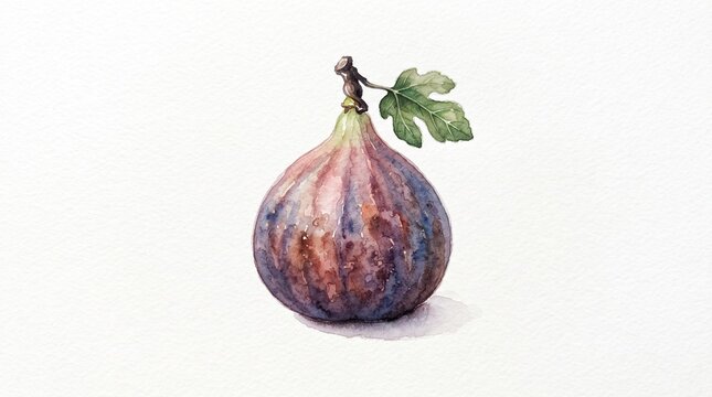 Watercolor fig branch illustration with leaves