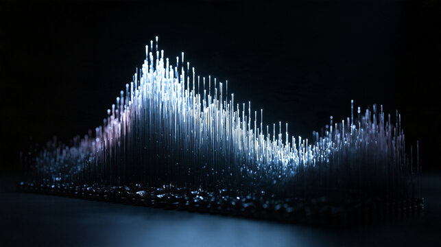 Illuminated Soundwave and Data Visualization on Black Background