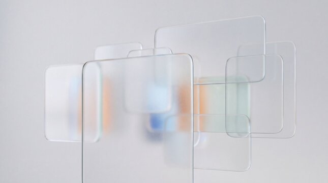 Abstract Glassmorphism Background with Floating Frosted Glass Panels