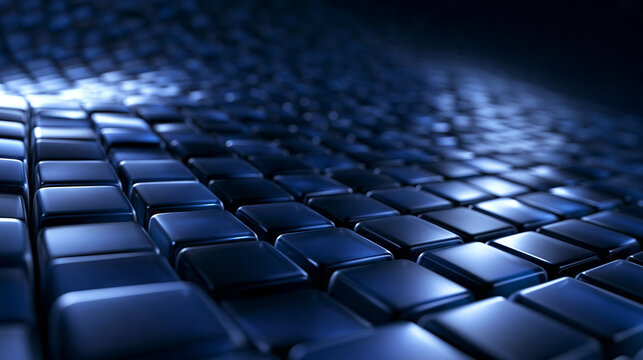 Abstract Blue Cubes Wave Digital Technology Background