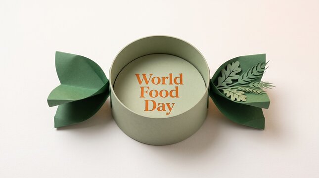 World food day creatively designed box with leaves