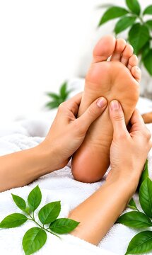 Relaxing Foot Massage and Foot Reflexology Treatment at a Wellness Spa