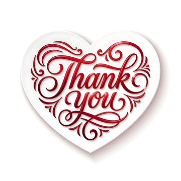 Heart greeting card with thank you text