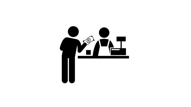 Customer paying cashier at checkout counter retail service