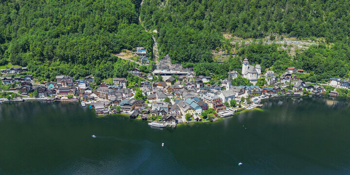 Hallstatt Drohnen Stadtansicht
