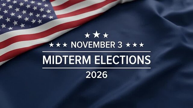 November 3, 2026 Midterm Elections promotional graphic with American flag background