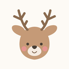 Cute Christmas reindeer face  illustration isolated on white © Inna
