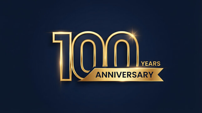 Gold 100 years anniversary celebration badge