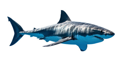 Obraz premium Great white shark swimming, isolated on transparent background