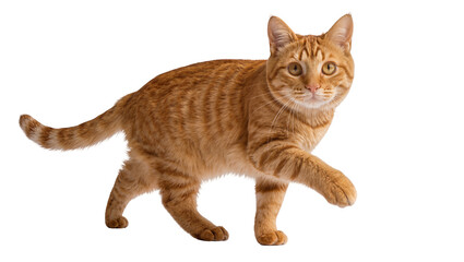 Orange tabby cat walking, isolated on transparent background © Corotaev