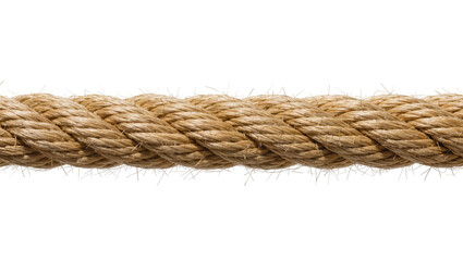 Thick natural fiber rope with visible strands, isolated on transparent background © Corotaev