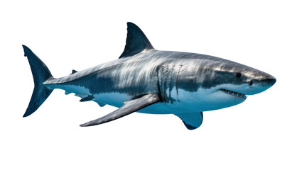 Obraz premium Great white shark with sharp teeth, isolated on transparent background