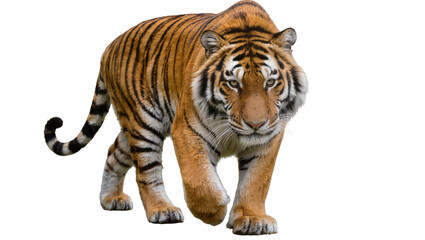 Obraz premium Majestic Bengal tiger with orange and black stripes, isolated on transparent background