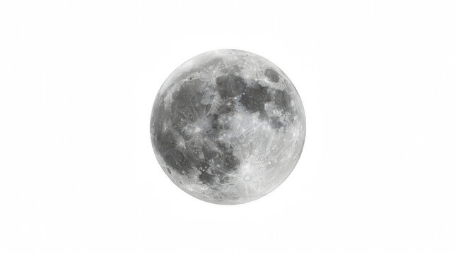 Full moon with visible craters and surface texture isolated on a clean backdrop for celestial concepts