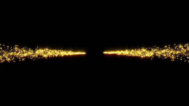 Enchanting glitter star trail with glowing golden particles, twinkling fairy stars, magical light streaks, shimmering stardust spiral, elegant sparkle burst and fantasy overlay animation. 4k
