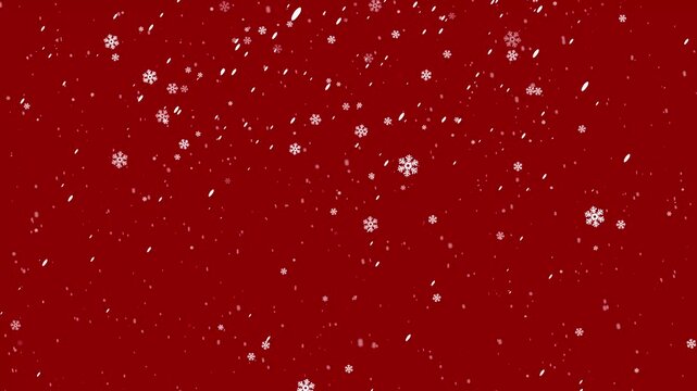 White snow overlay layer snow falling isolated, winter snow flakes overlay background particles, White snow overlay layer on red background, Snow flakes falling in slow motion.4k video