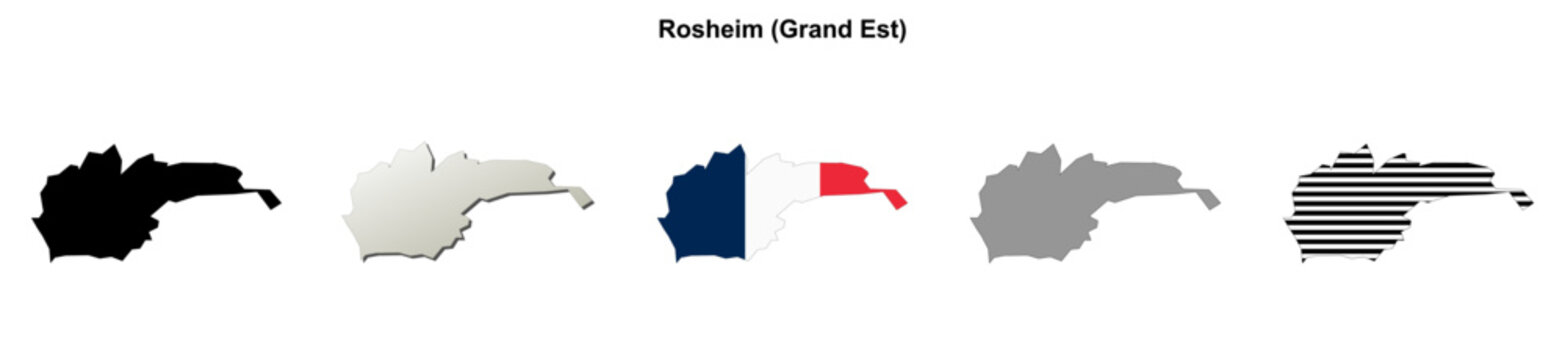 Rosheim (Grand Est) blank outline map set