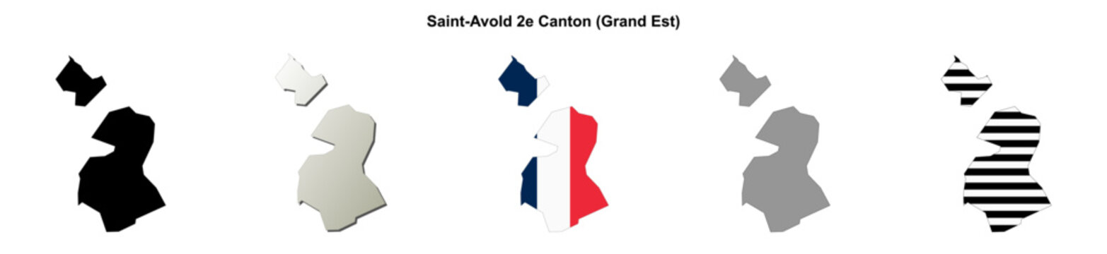 Saint-Avold 2e Canton (Grand Est) blank outline map set