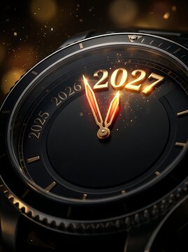 New year 2027 concept with luxury watch face