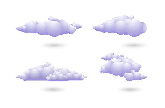 White fluffy clouds on transparent background for designers