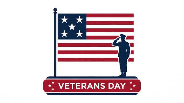 Veterans day graphic with a soldier saluting next to an american flag on a pole united states air force