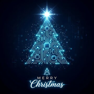 Digital tech circuit board christmas tree