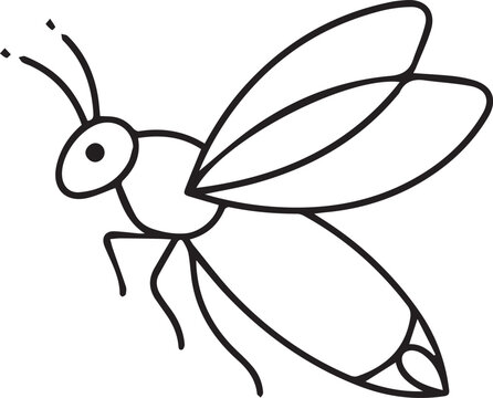 Firefly lightning bug flying insect minimalist line art vector sketch