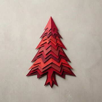Layered paper craft christmas tree in shades of red