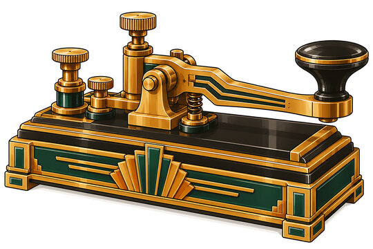 Art Deco Morse Code Telegraph Key Vector Illustration