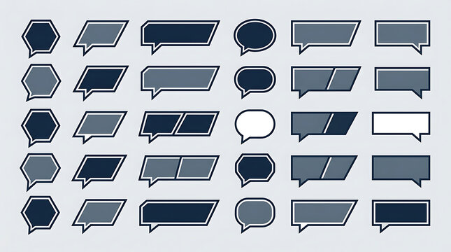 Set of dark blue speech bubbles and chat box icons Vector