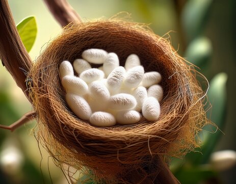 silk cocoon in the nest