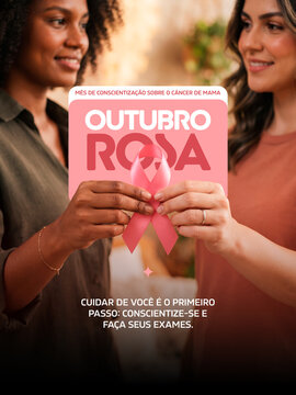 Outubro Rosa Campanha La&ccedil;o Rosa Post Card Insta Template Banner