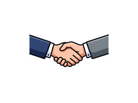 Two Business Hands Shaking With Suit Sleeves Isolated On White Vector Illustration