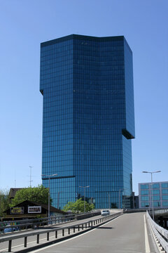 Zurich Switzerland - April 19, 2015: Skyscraper Prime Tower in the Swiss finance center metropolitan, which is the highest office building of the area.