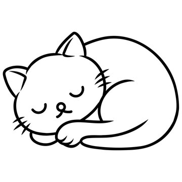 Sleeping Cat Icon Illustration