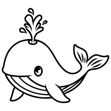 Whale Icon Illustration for kids coloring book