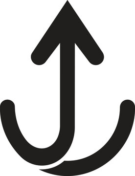 Black anchor shaped triple direction arrow pointing upwards on grid background representing expansion and growth concepts.