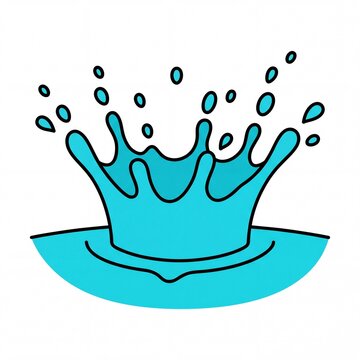Fresh blue waterdrop vector splash with droplets on white background