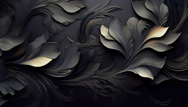 black floral background generative ai