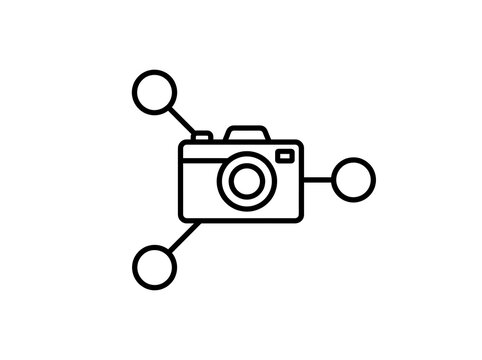 Simple camera icon with three connection points