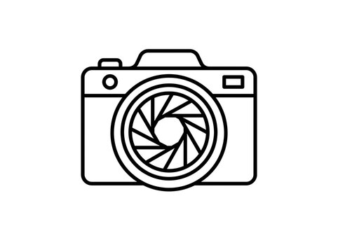 Minimalist camera icon with iris diaphragm open